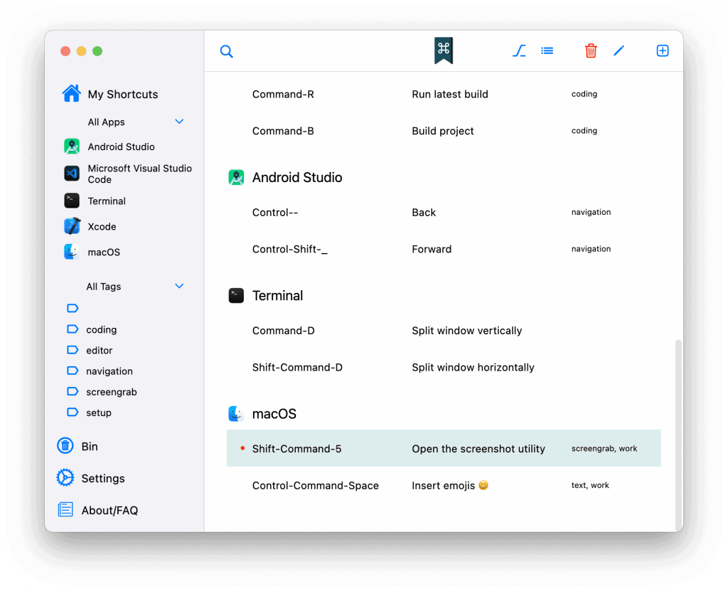 The screenshot shortcut for macOS, now saved in the app.
